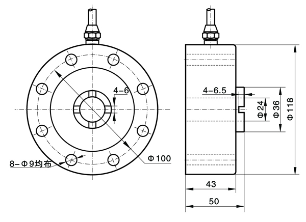 HDW207C輪幅式測力傳感器尺寸